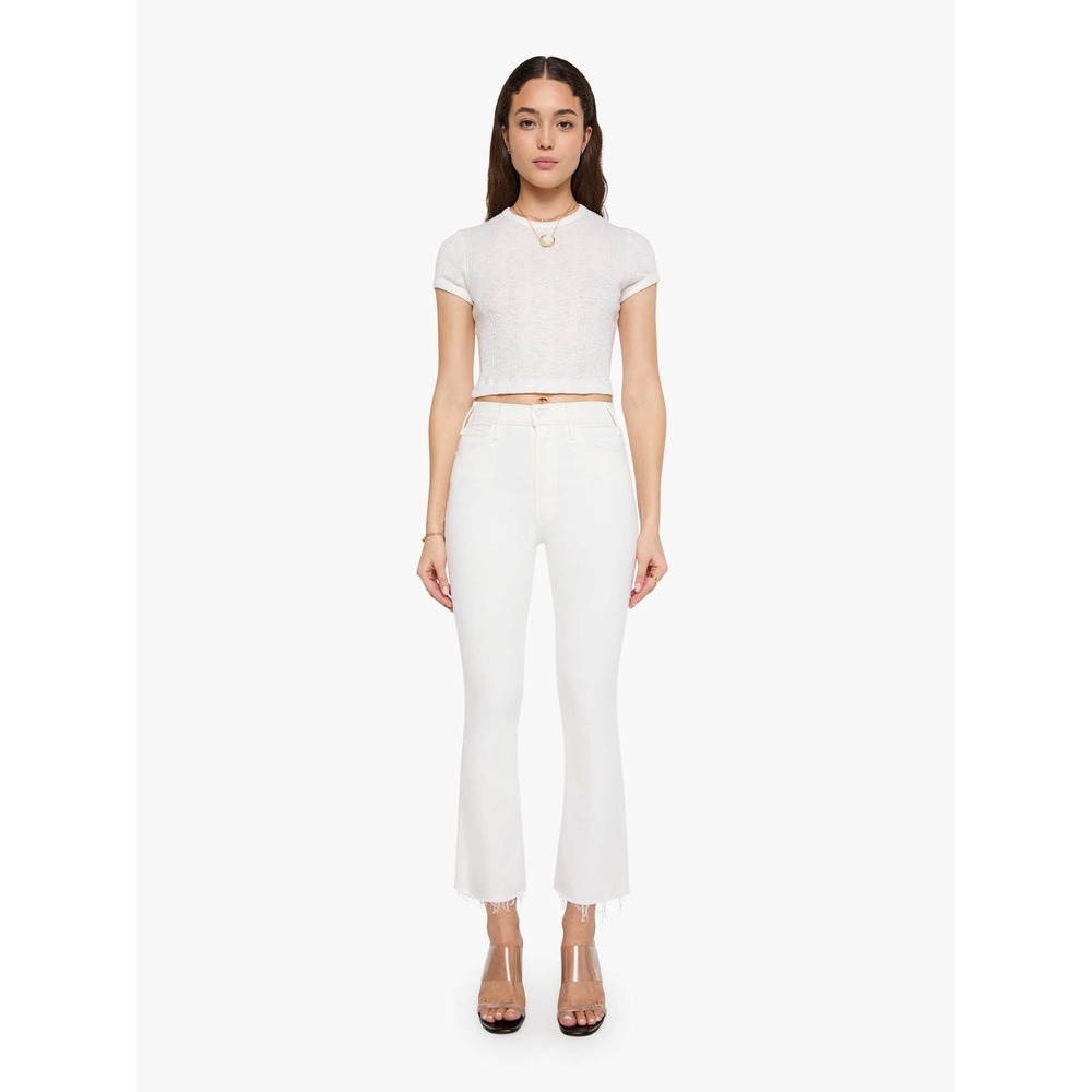 MOTHER The Hustler Ankle Fray Jeans White Fairest Of Them All Size 25 1117-753